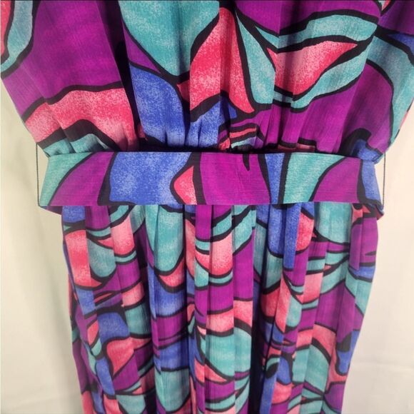 Vintage Cami Petites Multicolor Abstract Pattern Dress - Picture 9 of 16